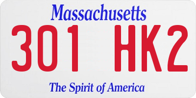 MA license plate 301HK2