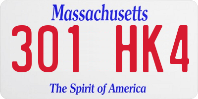 MA license plate 301HK4