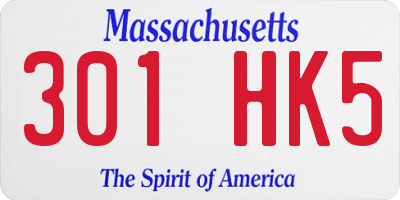 MA license plate 301HK5