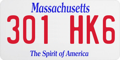 MA license plate 301HK6