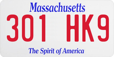 MA license plate 301HK9