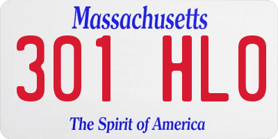 MA license plate 301HL0