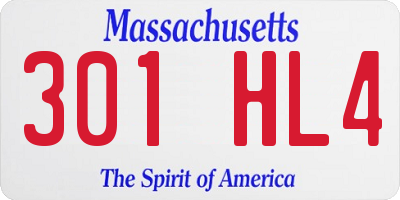 MA license plate 301HL4