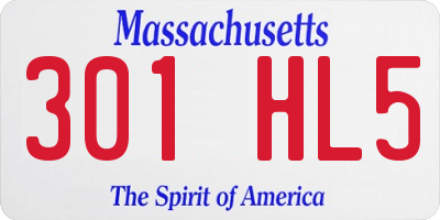 MA license plate 301HL5