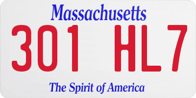 MA license plate 301HL7