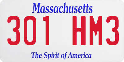 MA license plate 301HM3