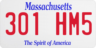 MA license plate 301HM5