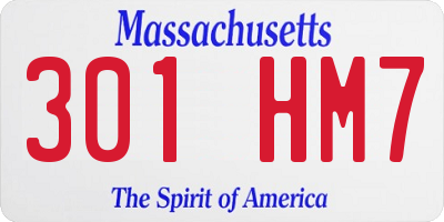 MA license plate 301HM7