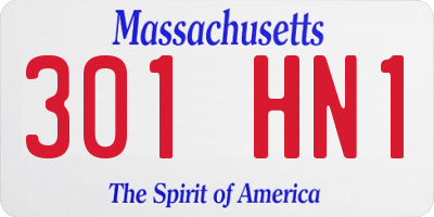 MA license plate 301HN1