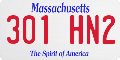 MA license plate 301HN2
