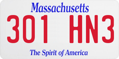 MA license plate 301HN3