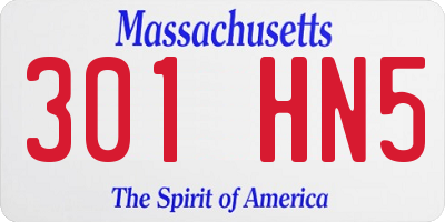 MA license plate 301HN5