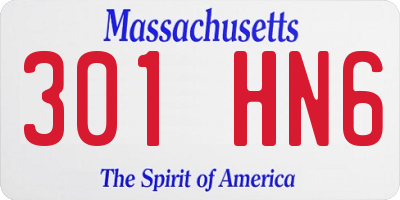 MA license plate 301HN6