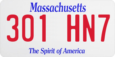 MA license plate 301HN7