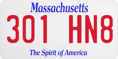 MA license plate 301HN8