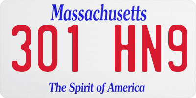 MA license plate 301HN9