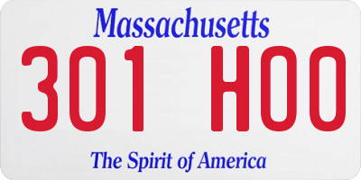 MA license plate 301HO0