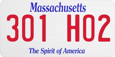 MA license plate 301HO2
