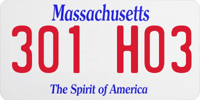 MA license plate 301HO3