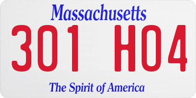 MA license plate 301HO4