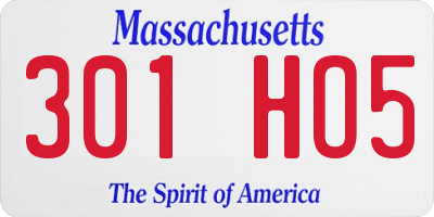 MA license plate 301HO5