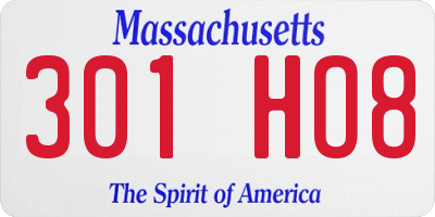 MA license plate 301HO8