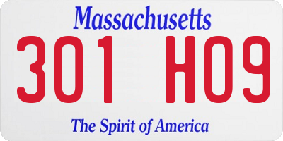 MA license plate 301HO9