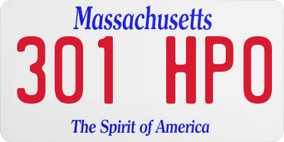 MA license plate 301HP0