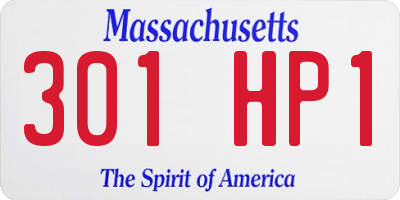 MA license plate 301HP1