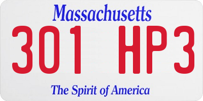 MA license plate 301HP3