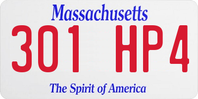 MA license plate 301HP4