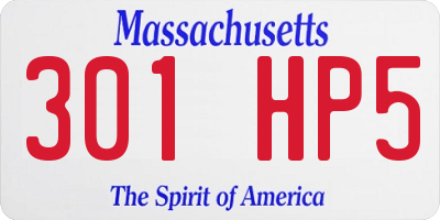 MA license plate 301HP5