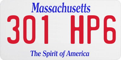 MA license plate 301HP6