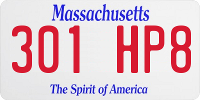 MA license plate 301HP8