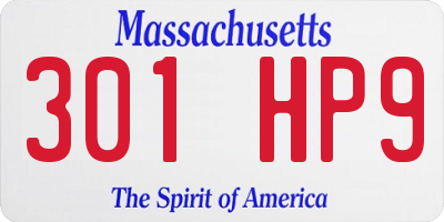 MA license plate 301HP9