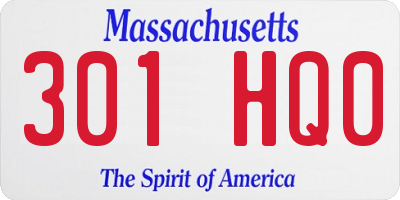 MA license plate 301HQ0