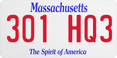 MA license plate 301HQ3