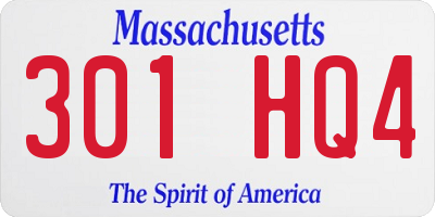 MA license plate 301HQ4