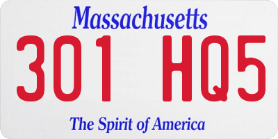 MA license plate 301HQ5
