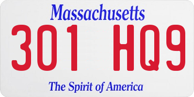 MA license plate 301HQ9