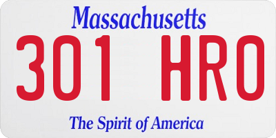 MA license plate 301HR0