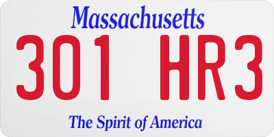 MA license plate 301HR3