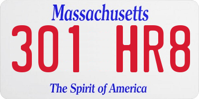 MA license plate 301HR8