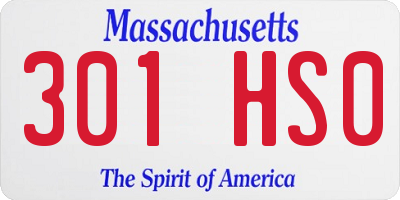 MA license plate 301HS0