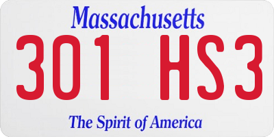 MA license plate 301HS3