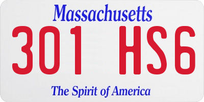 MA license plate 301HS6