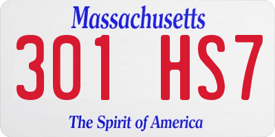 MA license plate 301HS7