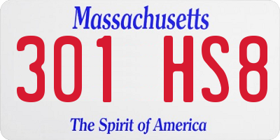 MA license plate 301HS8