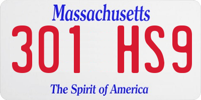 MA license plate 301HS9