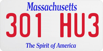 MA license plate 301HU3